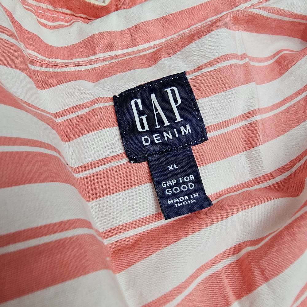 GAP Coral and White Striped Shirt - Picture 4 of 4